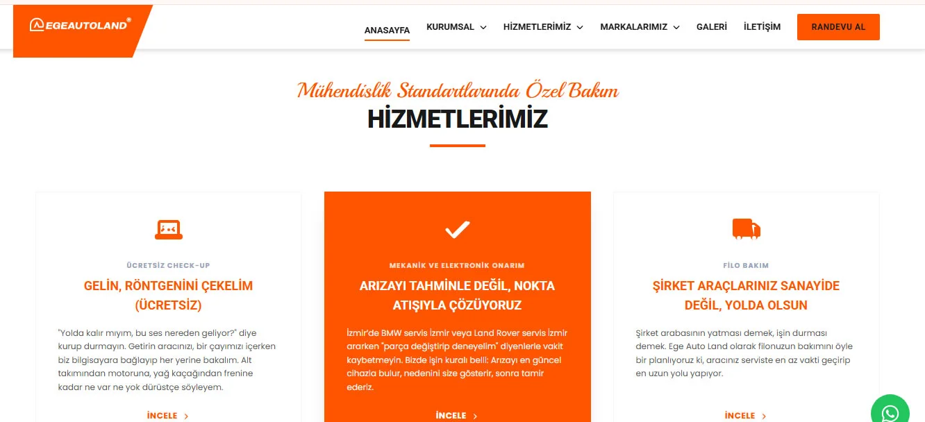 Ege Autoland BMW ve Mercedes Bakım Bilgilendirme Ekranı